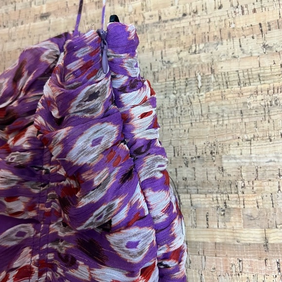 Zara Multicolor Purple Chiffon Ruched Cutout
Strappy Mini Dress - Picture 4 of 10